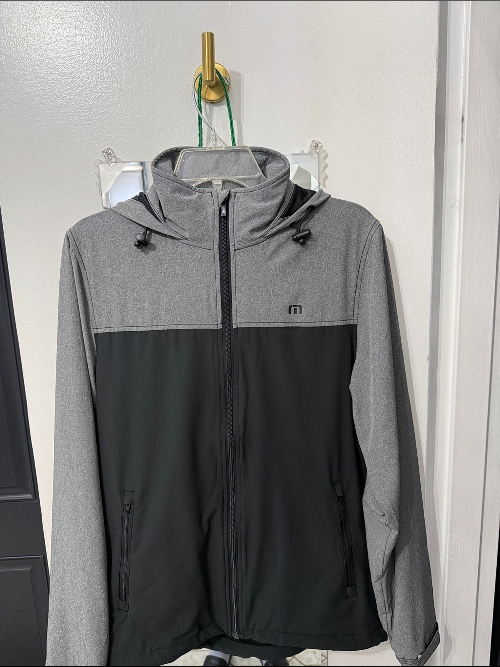 Travis Mathew Gray and Black Hooded Lightweight Jacket